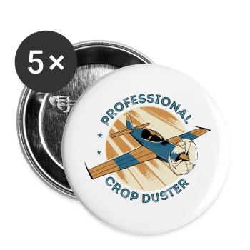 Professional Crop Duster Pilot, Aerial - Buttons small 1''/25 mm (5-pack) - white - Front