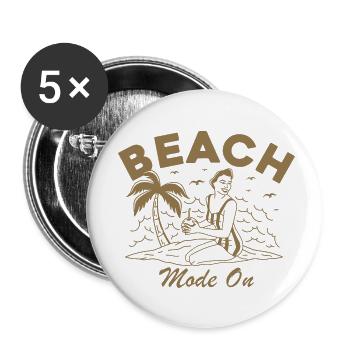 Beach Mode On - Buttons small 1''/25 mm (5-pack) - white - Front