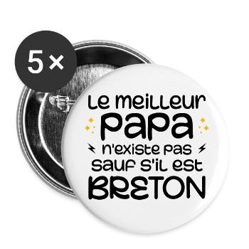 The best dad does not exist unless he is Breton - Buttons small 1''/25 mm (5-pack) - white - Front