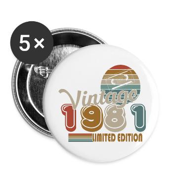 1981 - Buttons klein 25 mm (5er Pack) - Weiß - Vorne