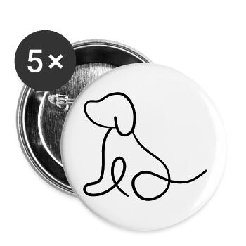 Hundewelpen OneLine - Buttons klein 25 mm (5er Pack) - Weiß - Vorne
