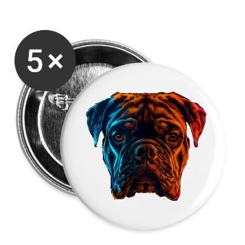 Bouledogue rouge et bleu Art animalier féroce et vif - Lot de 5 petits badges (25 mm) - blanc - Devant