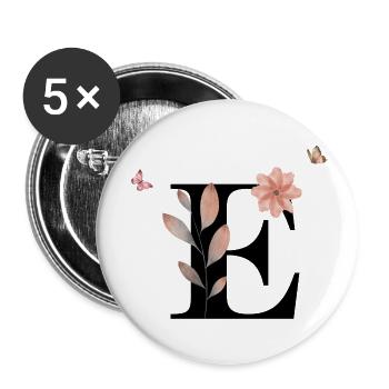 Buchstabe e Wildblumen Aquarelle - Buttons klein 25 mm (5er Pack) - Weiß - Vorne