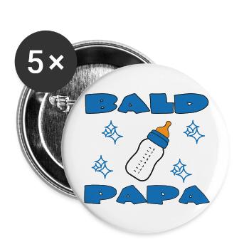 BALD PAPA - Buttons small 1''/25 mm (5-pack) - white - Front