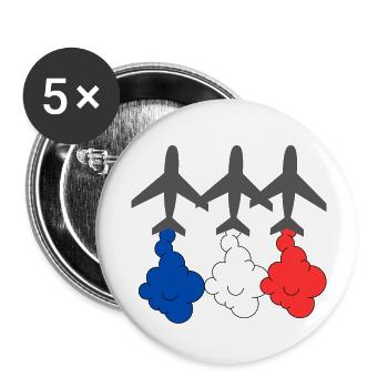 Patrouille de France drapeau français - Lot de 5 petits badges (25 mm) - blanc - Devant