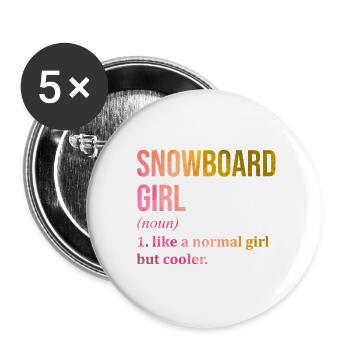 Snowboarden - Buttons klein 25 mm (5er Pack) - Weiß - Vorne