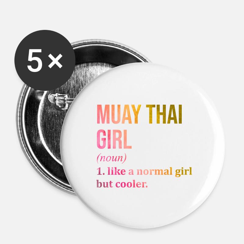 Muay Thaï - Lot de 5 petits badges (25 mm) - blanc