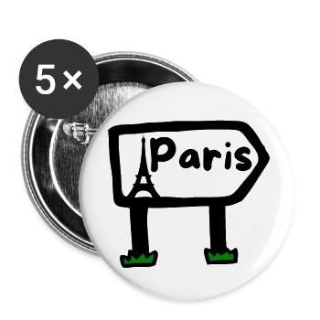 panneau ville de Paris - Lot de 5 petits badges (25 mm) - blanc - Devant