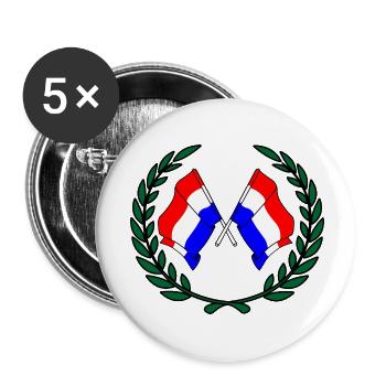 Drapeaux des Pays-Bas en couronne de laurier - Lot de 5 petits badges (25 mm) - blanc - Devant