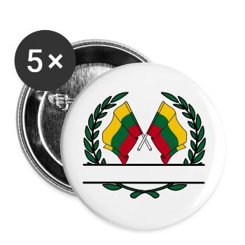 Fahnen Litauen Lorbeerkranz Banner - Buttons klein 25 mm (5er Pack) - Weiß - Vorne