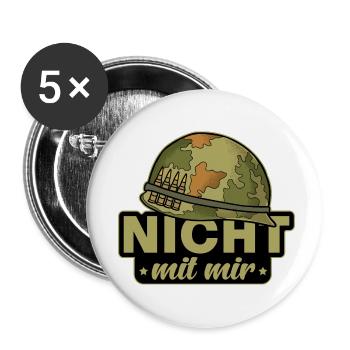 Frieden Anti-Krieg Spruch - Nicht mit mir - Buttons klein 25 mm (5er Pack) - Weiß - Vorne