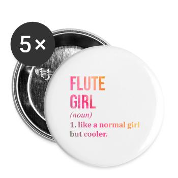 flûte - Lot de 5 petits badges (25 mm) - blanc - Devant