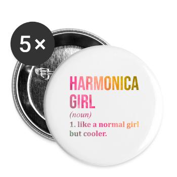harmonica - Lot de 5 petits badges (25 mm) - blanc - Devant