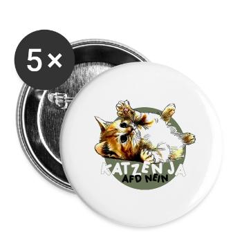Süße Katze Ja, Partei AfD Nein - Buttons klein 25 mm (5er Pack) - Weiß - Vorne