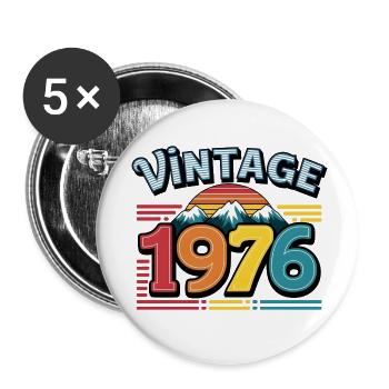 Vintage 1976 47 Year Old Birthday Gift Man Fe - Buttons small 1''/25 mm (5-pack) - white - Front