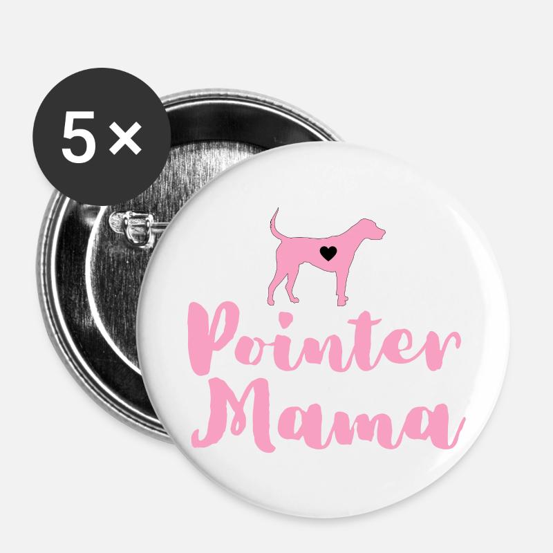 Deutsch Pointer Mama Pointer Mama - Buttons klein 25 mm (5er Pack) - Weiß