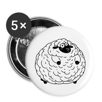 Fat Sheep - Buttons small 1''/25 mm (5-pack) - white - Front