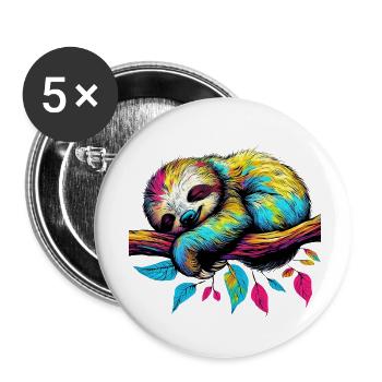 Sloth - Buttons small 1''/25 mm (5-pack) - white - Front