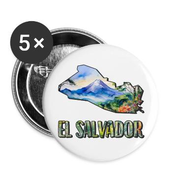 Watercolor Map El Salvador - Buttons small 1''/25 mm (5-pack) - white - Front