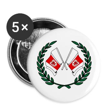 Fahnen Westpommerscher Lorbeerkranz - Buttons klein 25 mm (5er Pack) - Weiß - Vorne