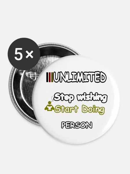 Stop wishing Start Doing - Buttons klein 25 mm (5er Pack) - Weiß
