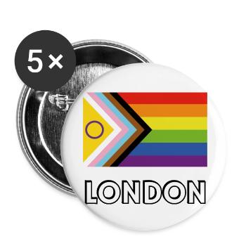 Inklusive Pride-Fortschrittsflagge London - Buttons klein 25 mm (5er Pack) - Weiß - Vorne