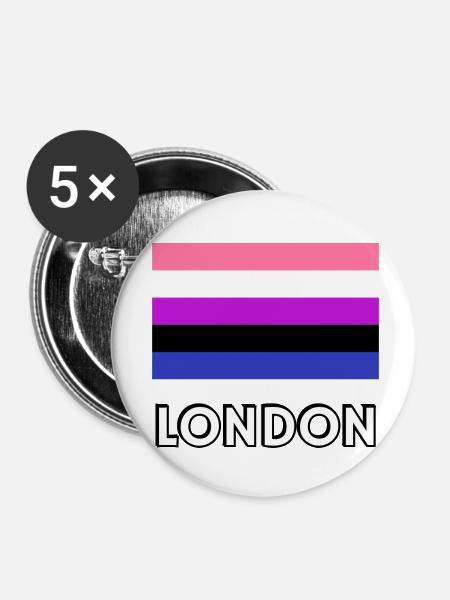 Genderfluid Pride Flagge London - Buttons klein 25 mm (5er Pack) - Weiß