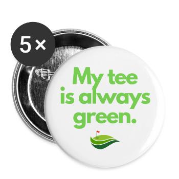 My tee is always green - Green and Tastee - Golf - Buttons klein 25 mm (5er Pack) - Weiß - Vorne