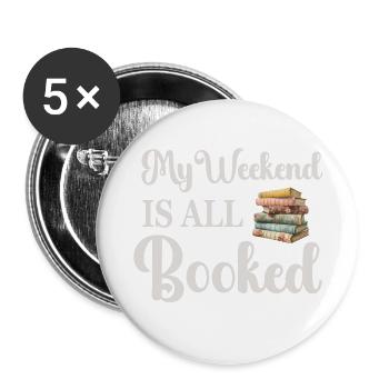 Bücher Lesen Bücherwurm - Buttons klein 25 mm (5er Pack) - Weiß - Vorne