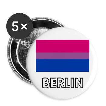 Bi Pride Flagge Berlin - Buttons klein 25 mm (5er Pack) - Weiß - Vorne