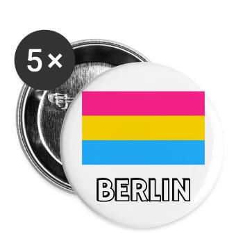 Pan Pride Flagge Berlin - Buttons klein 25 mm (5er Pack) - Weiß - Vorne