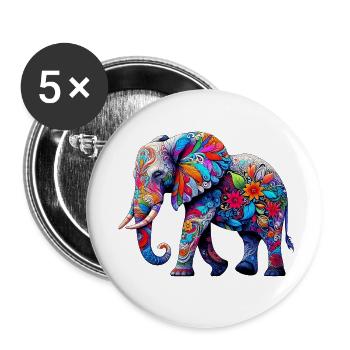 Elephant - Buttons small 1''/25 mm (5-pack) - white - Front