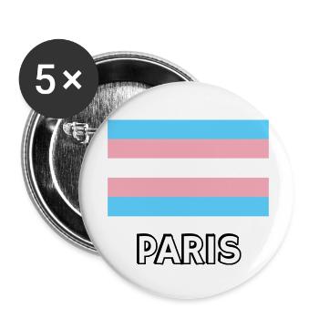 Trans Pride Flagge Paris - Buttons klein 25 mm (5er Pack) - Weiß - Vorne