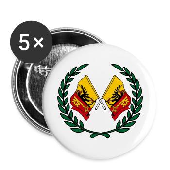 Flaggen Kanton oder Genf Schweiz Lorbeerkranz - Buttons klein 25 mm (5er Pack) - Weiß - Vorne