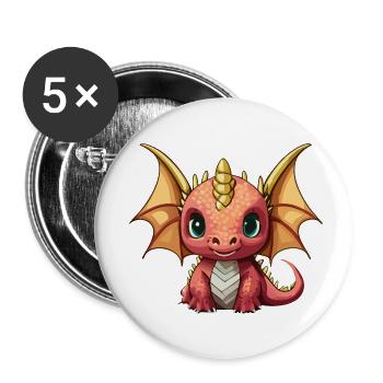 Dragon Orange - Buttons small 1''/25 mm (5-pack) - white - Front