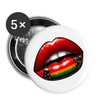 Baiser d'Élégance, Lèvres Rouges - Lot de 5 petits badges (25 mm) - blanc - Devant