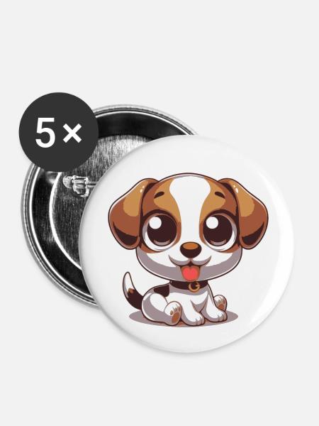 Baby Hund - Buttons klein 25 mm (5er Pack) - Weiß