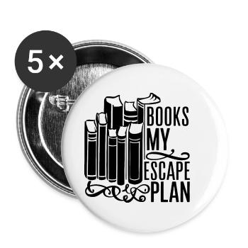 Lesen Bücher Bücherwurm Leseratte Spruch My Escape - Buttons klein 25 mm (5er Pack) - Weiß - Vorne