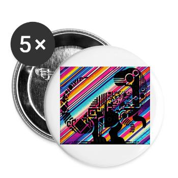 Dino - Lot de 5 petits badges (25 mm) - blanc - Devant