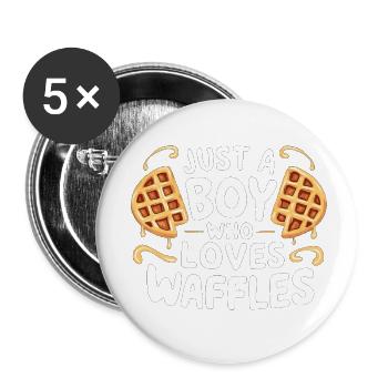 Just A Boy Who Loves Waffles - Buttons klein 25 mm (5er Pack) - Weiß - Vorne