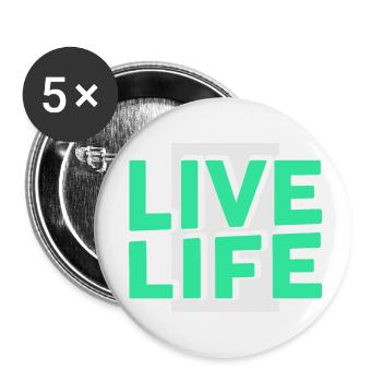Live Life - Buttons klein 25 mm (5er Pack) - Weiß - Vorne