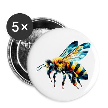 Abeille polygonale - Lot de 5 petits badges (25 mm) - blanc - Devant