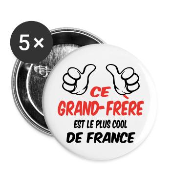 MEILLEUR Grand Frère - Lot de 5 petits badges (25 mm) - blanc - Devant