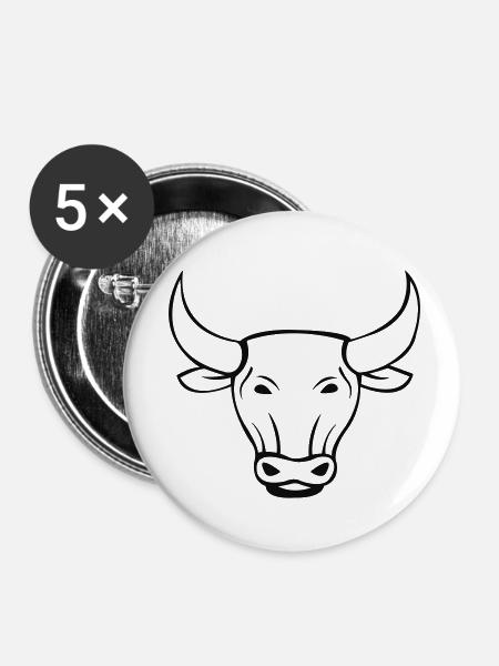 stier 01 - Buttons klein 25 mm (5er Pack) - Weiß