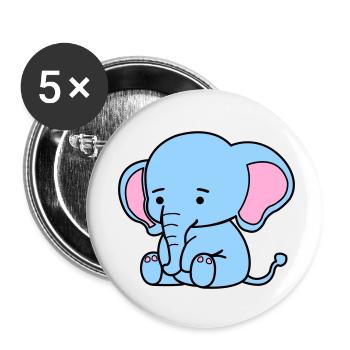 cute elephant - Buttons klein 25 mm (5er Pack) - Weiß - Vorne