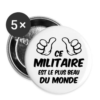 BESTES MILITÄR - Buttons klein 25 mm (5er Pack) - Weiß - Vorne