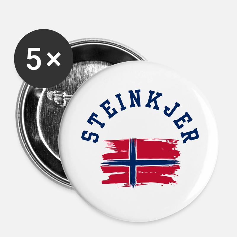 Steinkjer, Norvège - Lot de 5 petits badges (25 mm) - blanc