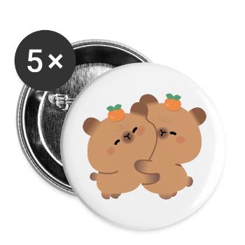 L’amour du capybara - Lot de 5 petits badges (25 mm) - blanc - Devant
