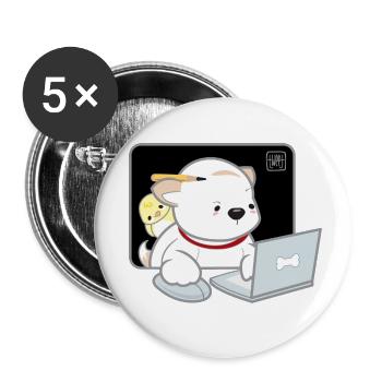 Dog Korean - Japanese Style 05 - Buttons small 1''/25 mm (5-pack) - white - Front