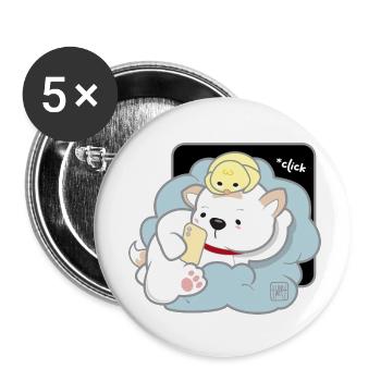 Dog Korean - Japanese Style 03B - Buttons small 1''/25 mm (5-pack) - white - Front